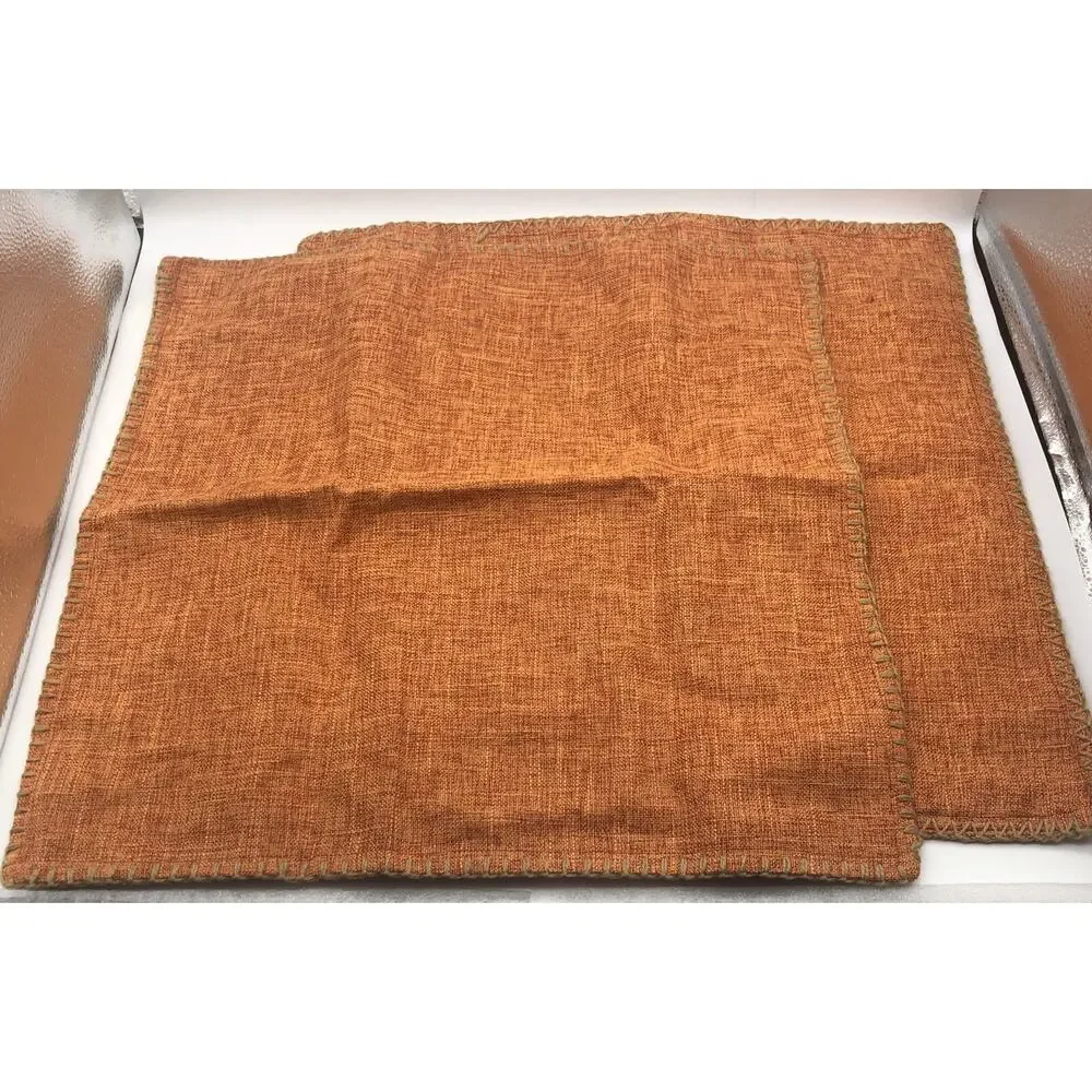 Decorative Throw Pillow COVERS Only Farmhouse Modern Trimmed Cord Orange 18”x18”